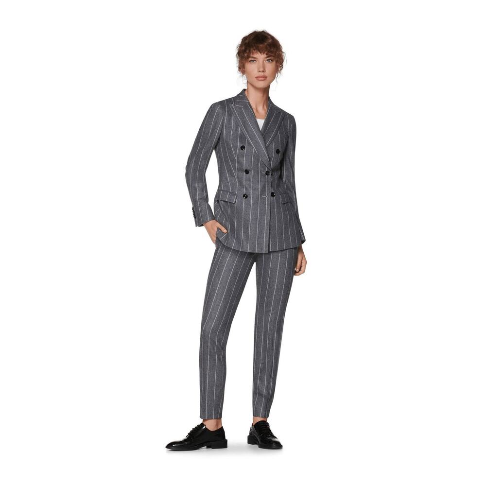 SUISTUDIO Double Breasted Cameron Blazer Robin Pant Pinstripe Suit Gray 36R 4 6